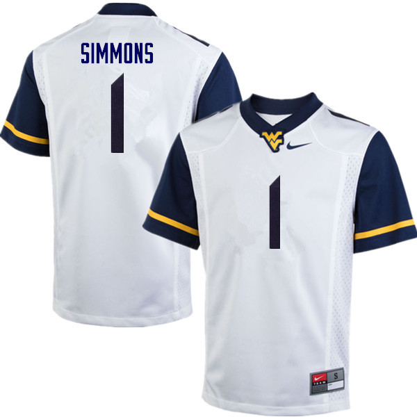 NCAA Men's T.J. Simmons West Virginia Mountaineers White #1 Nike Stitched Football College Authentic Jersey EN23R10DV